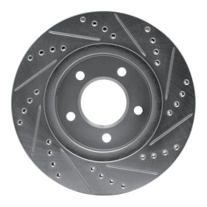 Chrysler Concorde Brake Rotor (1) - Front Left - R1 Concepts - Drilled & Slotted - Silver - `98-`04